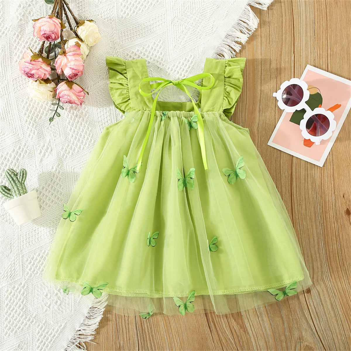 Vestido de Tule Borboletas 3D