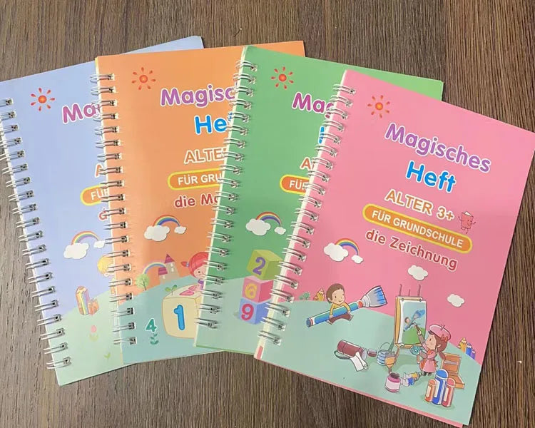 Caderno de Escrita Caligráfica Educacional Reutilizável para Crianças, Livro