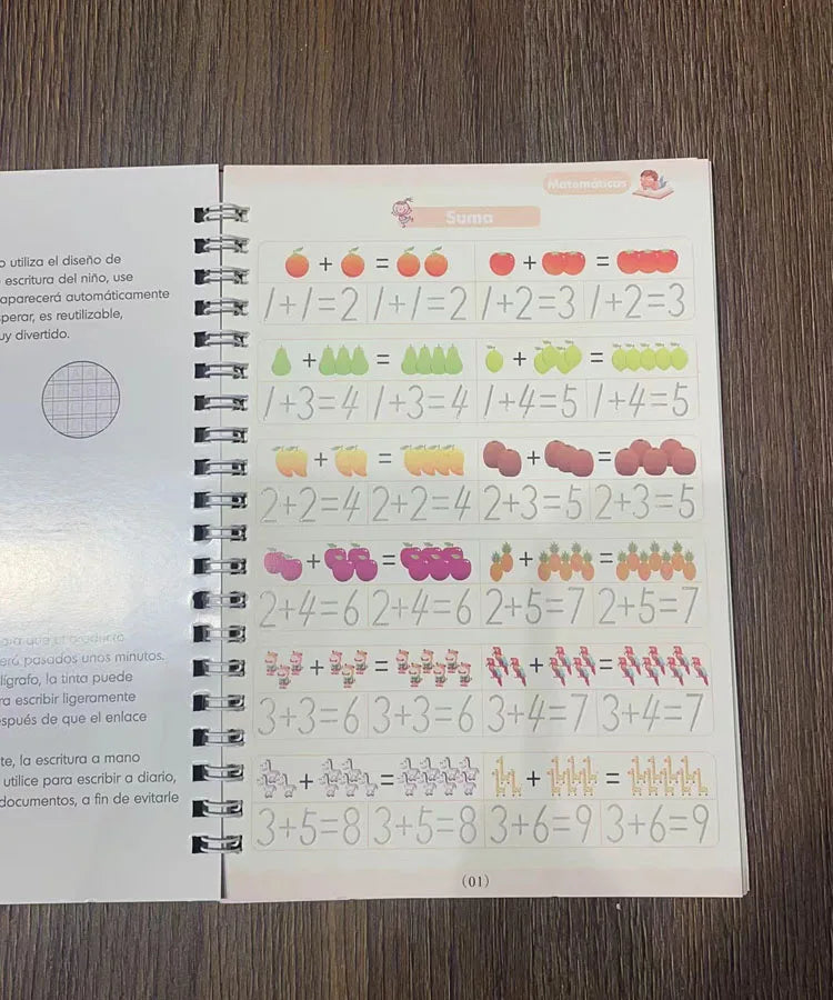 Caderno de Escrita Caligráfica Educacional Reutilizável para Crianças, Livro