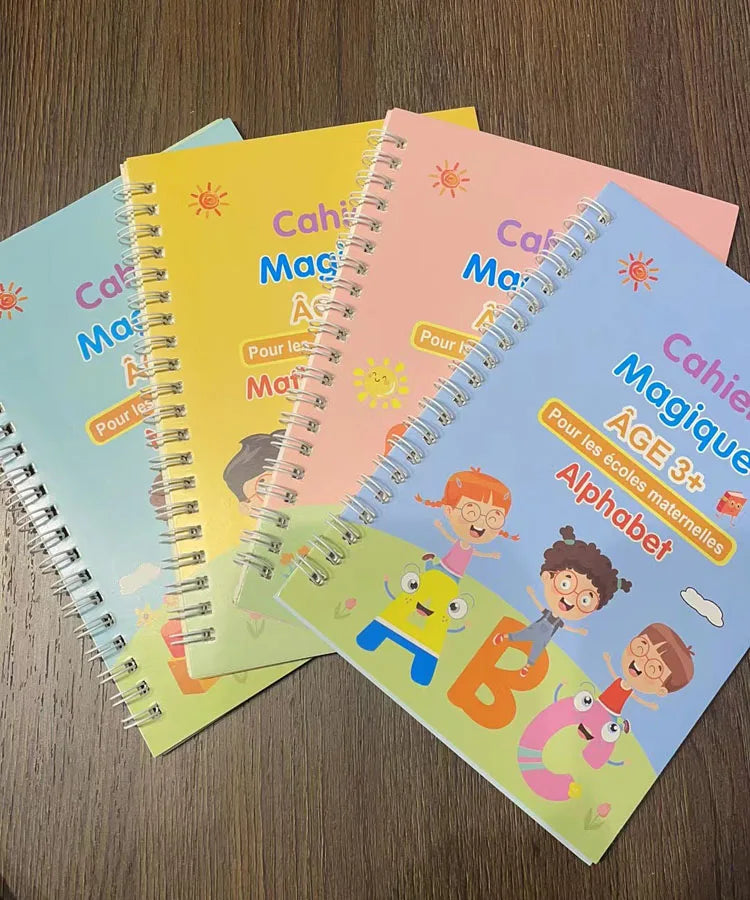 Caderno de Escrita Caligráfica Educacional Reutilizável para Crianças, Livro