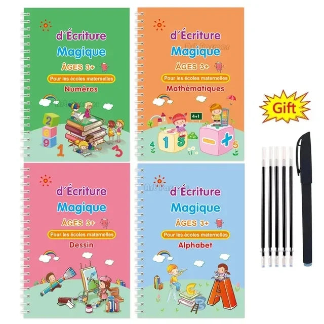 Caderno de Escrita Caligráfica Educacional Reutilizável para Crianças, Livro