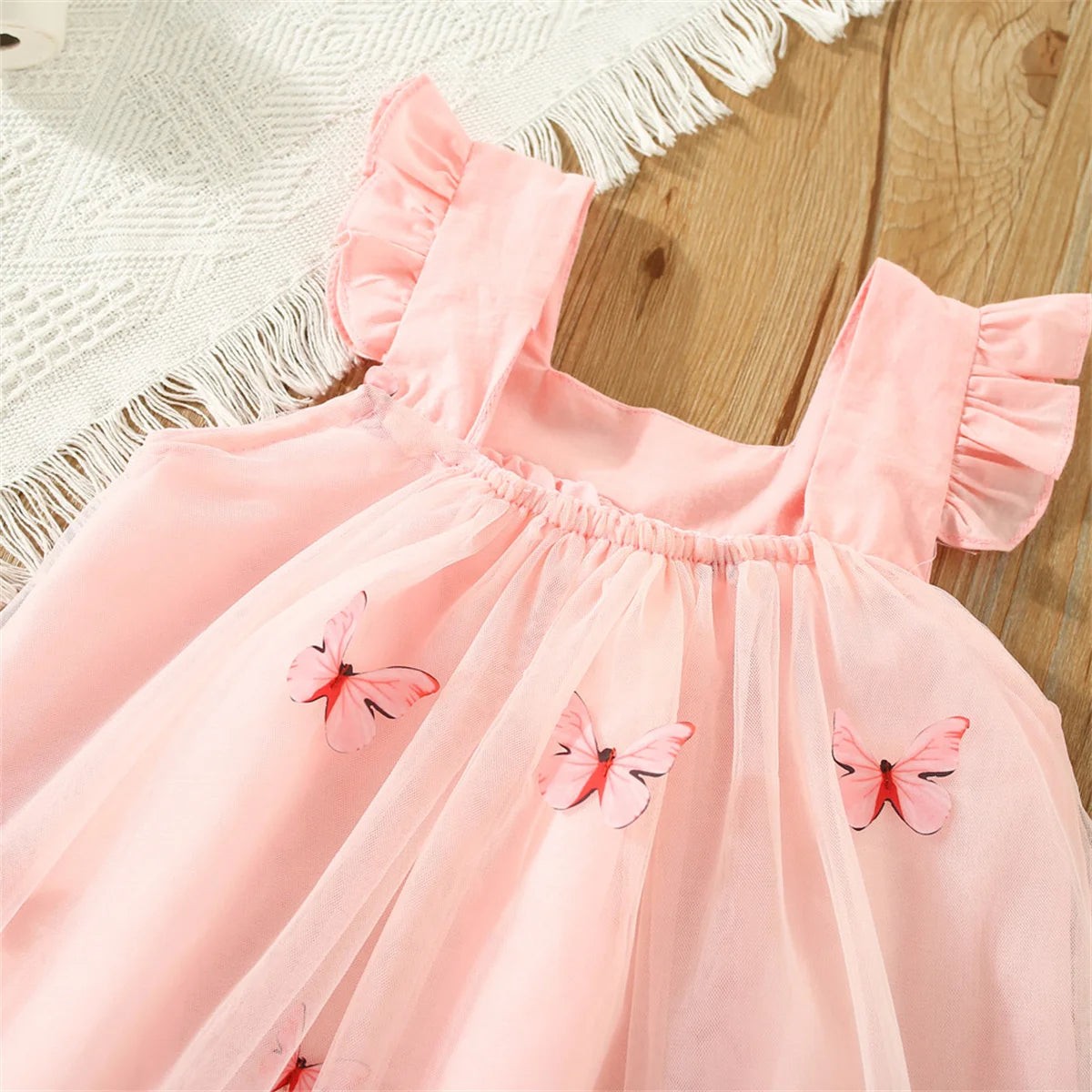 Vestido de Tule Borboletas 3D