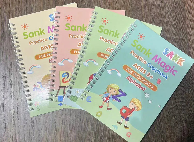 Caderno de Escrita Caligráfica Educacional Reutilizável para Crianças, Livro