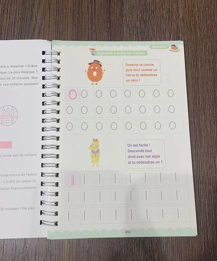 Caderno de Escrita Caligráfica Educacional Reutilizável para Crianças, Livro