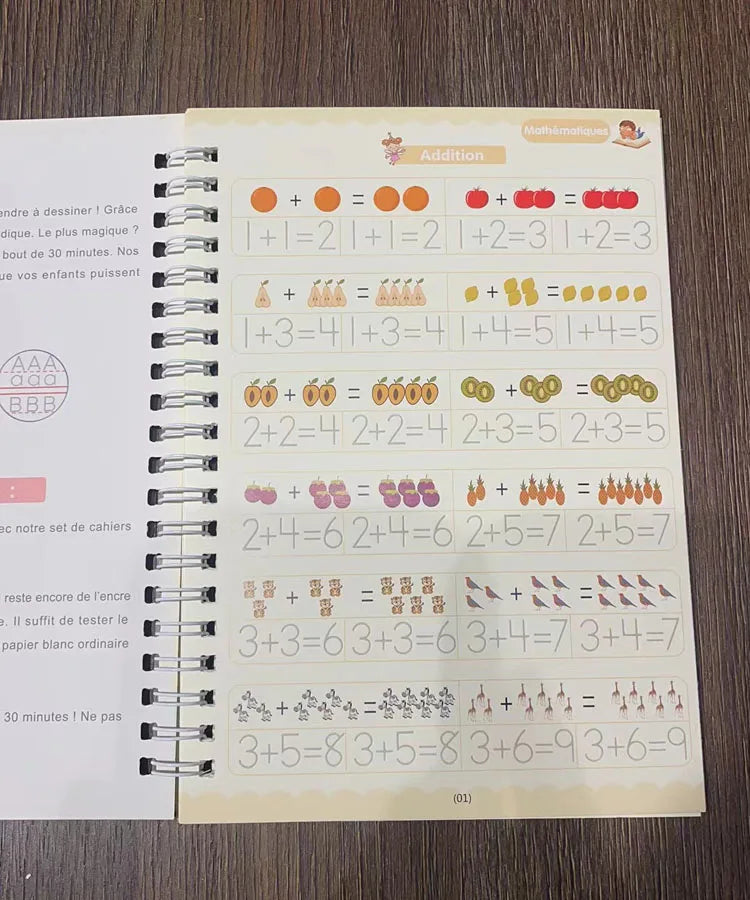 Caderno de Escrita Caligráfica Educacional Reutilizável para Crianças, Livro
