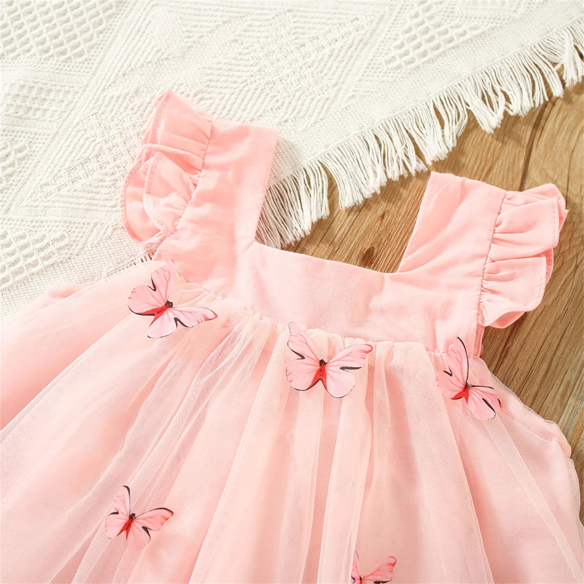 Vestido de Tule Borboletas 3D
