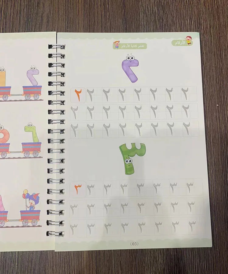 Caderno de Escrita Caligráfica Educacional Reutilizável para Crianças, Livro