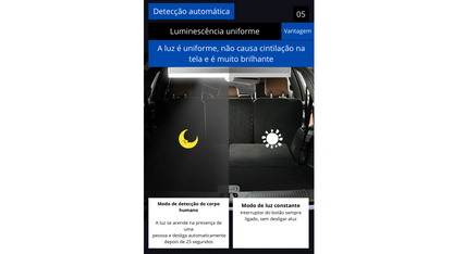 SEAMETAL - Lâmpada de LED com sensor de presença para Porta Malas e Capô.