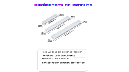 SEAMETAL - Lâmpada de LED com sensor de presença para Porta Malas e Capô.