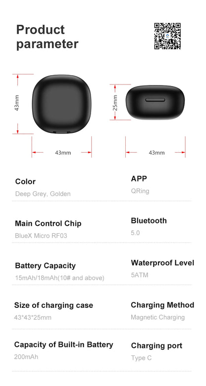 Anel Inteligente R06 para Homens e Mulheres com Monitor de Sono, Frequência Cardíaca, Oxigenação Sanguínea e Rastreador de Atividades Físicas, Resistente à Água