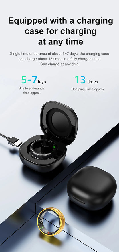Anel Inteligente R06 para Homens e Mulheres com Monitor de Sono, Frequência Cardíaca, Oxigenação Sanguínea e Rastreador de Atividades Físicas, Resistente à Água