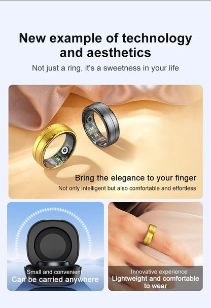 Anel Inteligente R06 para Homens e Mulheres com Monitor de Sono, Frequência Cardíaca, Oxigenação Sanguínea e Rastreador de Atividades Físicas, Resistente à Água