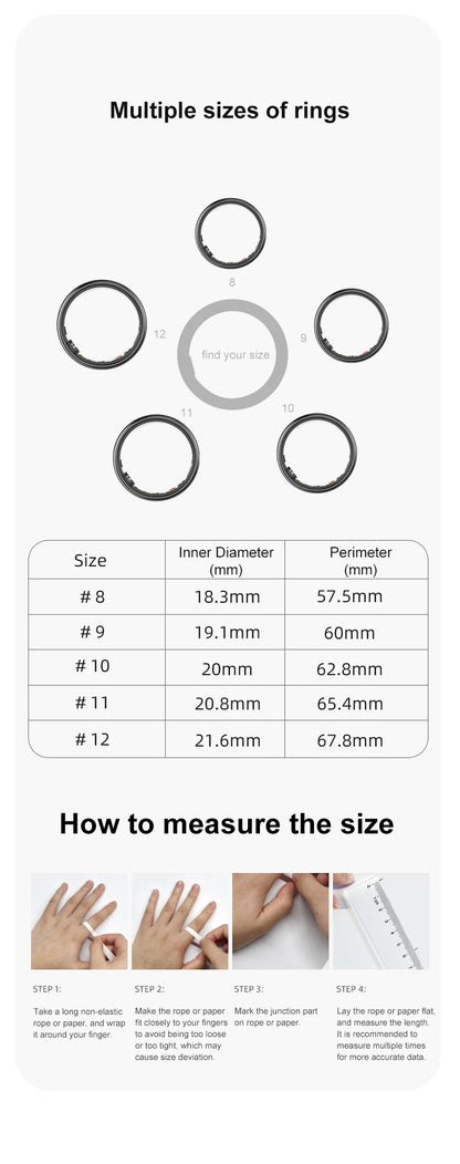 Anel Inteligente R06 para Homens e Mulheres com Monitor de Sono, Frequência Cardíaca, Oxigenação Sanguínea e Rastreador de Atividades Físicas, Resistente à Água