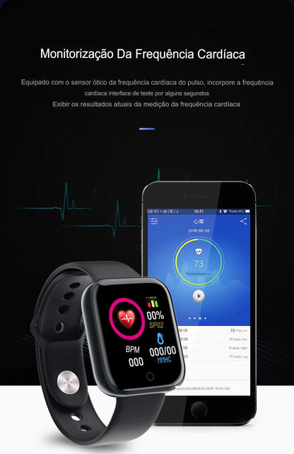 Y68 Relógio Inteligente para Homens e Mulheres, D20 Smartwatch, Relógio Eletrico.