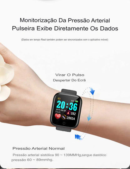 Y68 Relógio Inteligente para Homens e Mulheres, D20 Smartwatch, Relógio Eletrico.